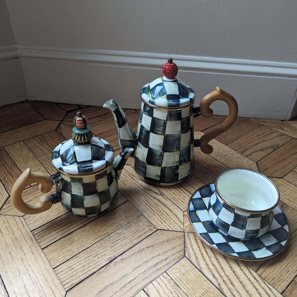 MacKenzie-Childs stackable teaset, vintage